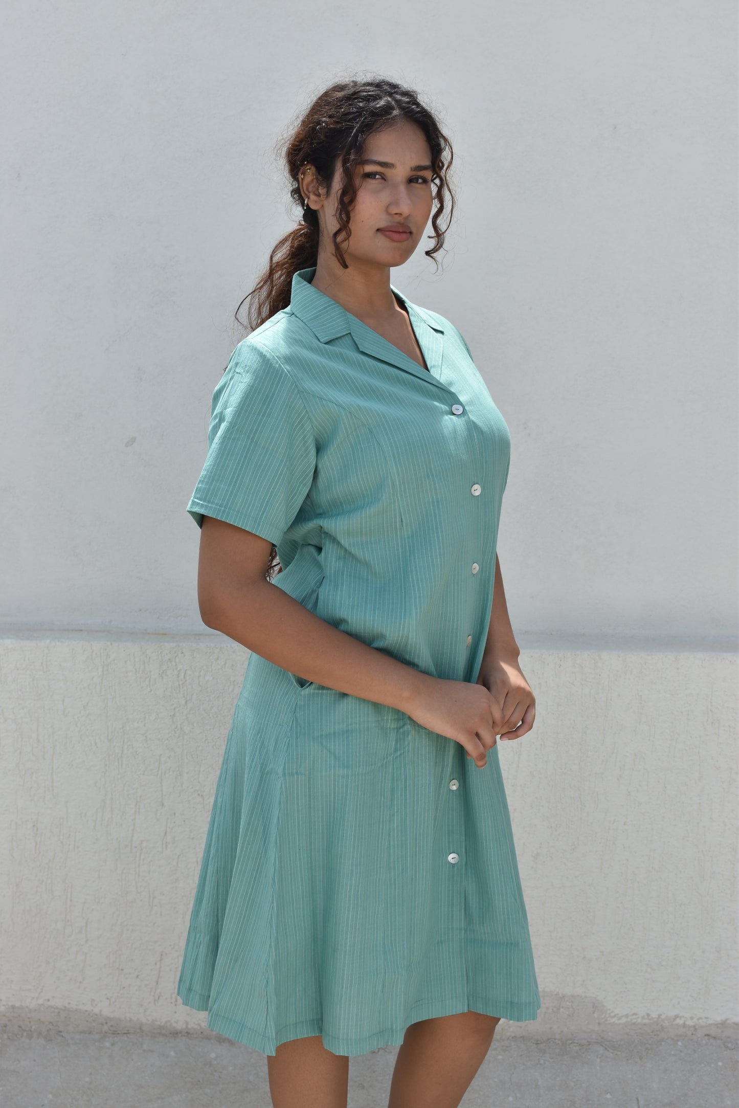 GREEN REVERIE HANDWOVEN DRESS