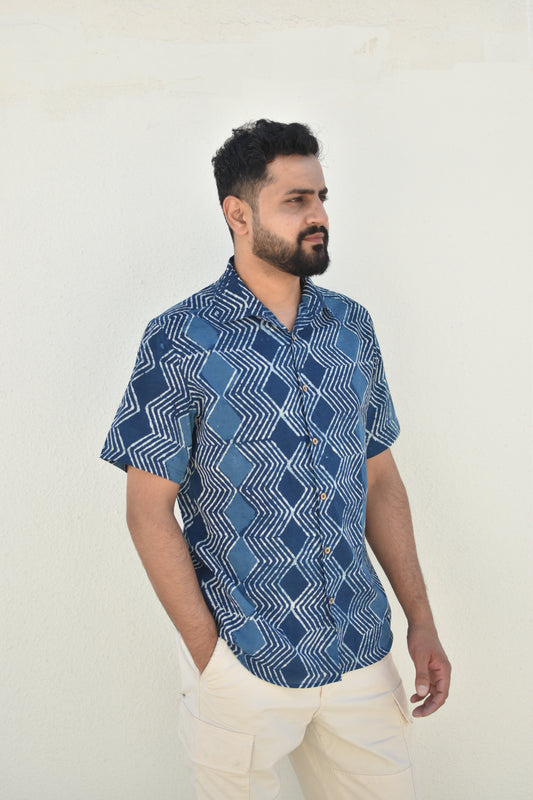 COASTAL WAVES HANDPRINTED SHIRT