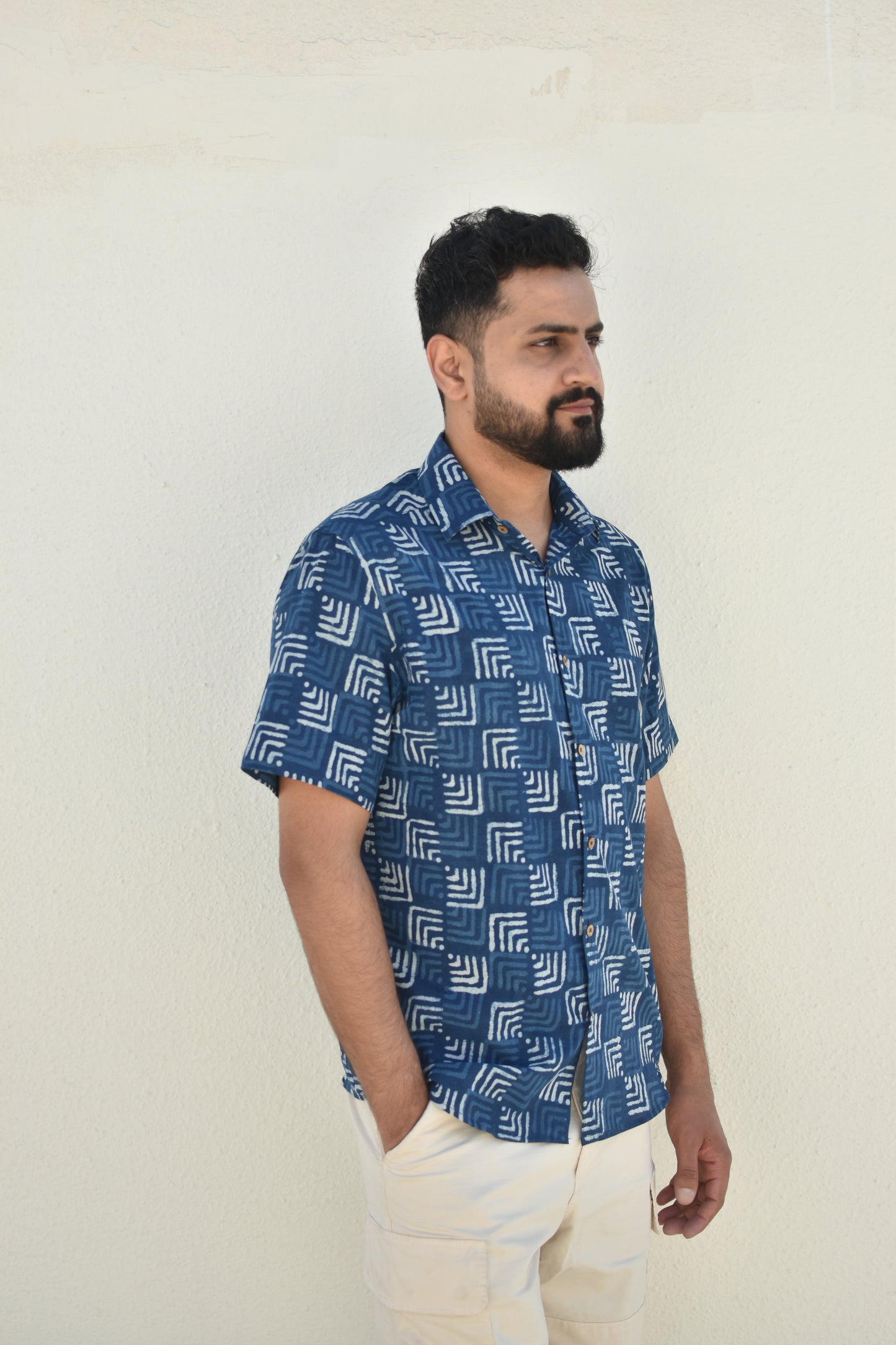 COSMIC COBALT HANDPRINTED SHIRT