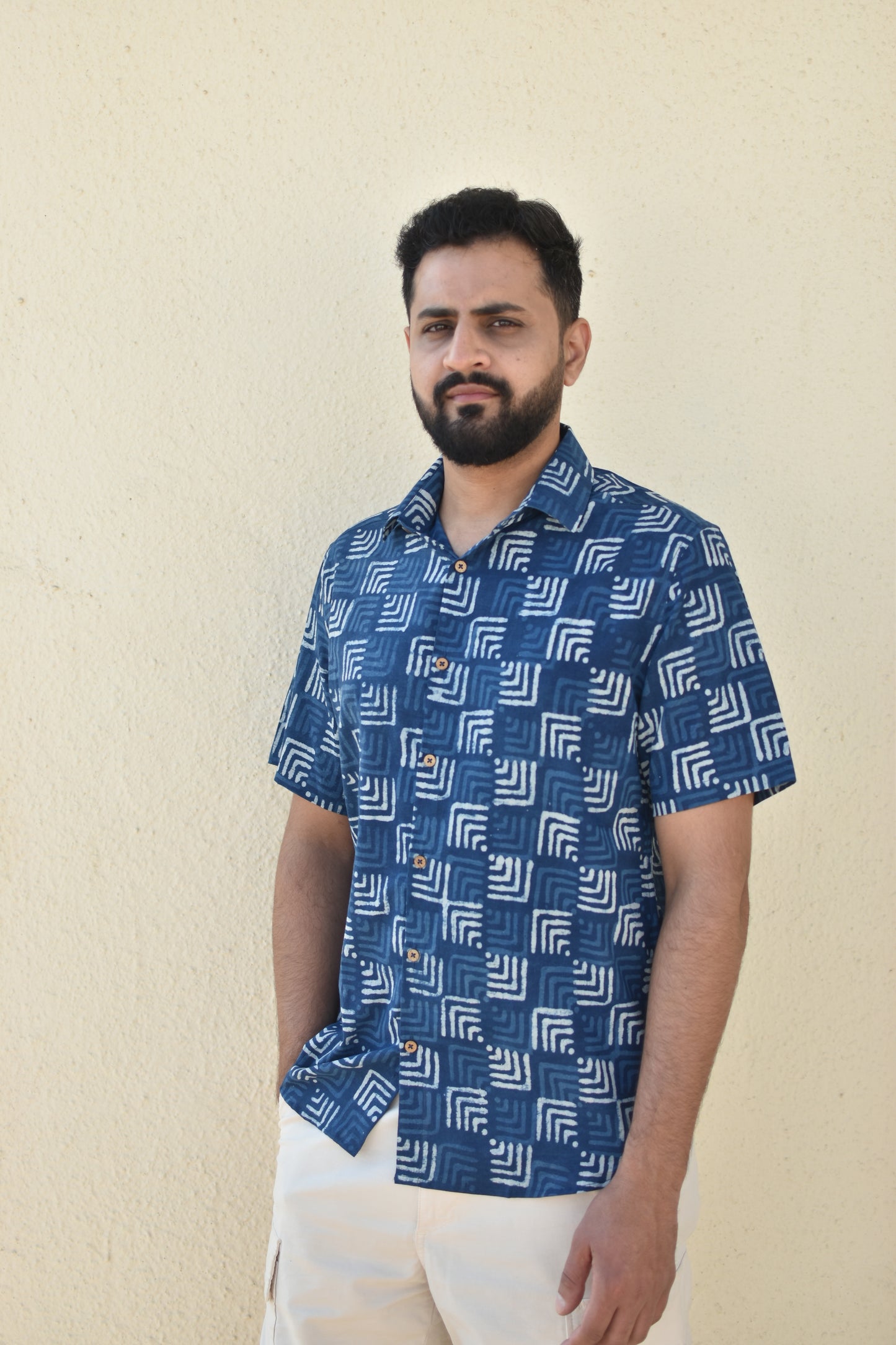 COSMIC COBALT HANDPRINTED SHIRT