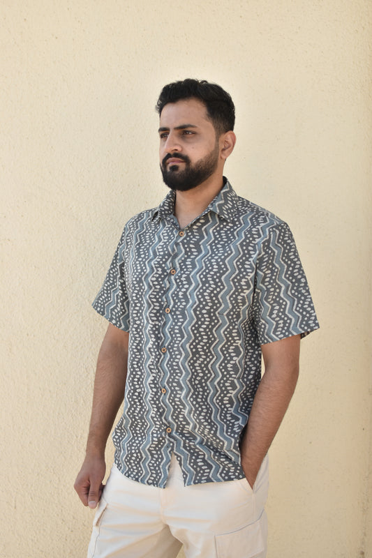 SILVER STORM HANDPRINTED SHIRT