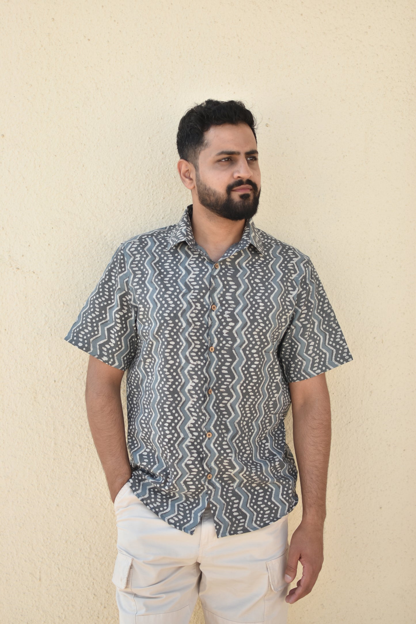 SILVER STORM HANDPRINTED SHIRT