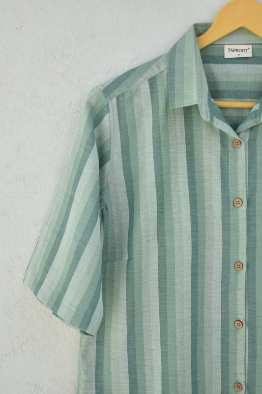 GREEN TINT HANDWOVEN WOMEN SHIRT