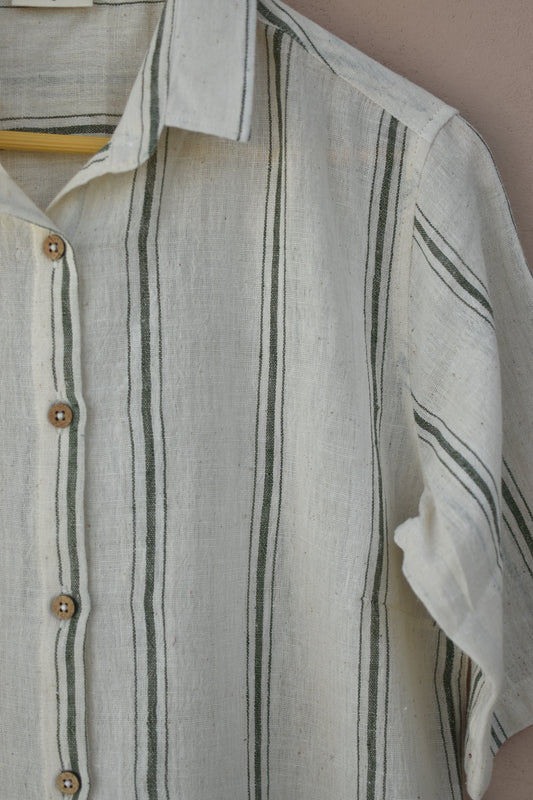GRACIOUS GREIGE HANDWOVEN WOMEN SHIRT