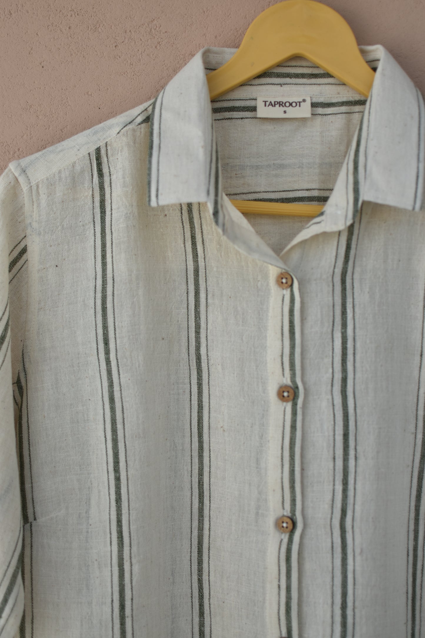 GRACIOUS GREIGE HANDWOVEN WOMEN SHIRT