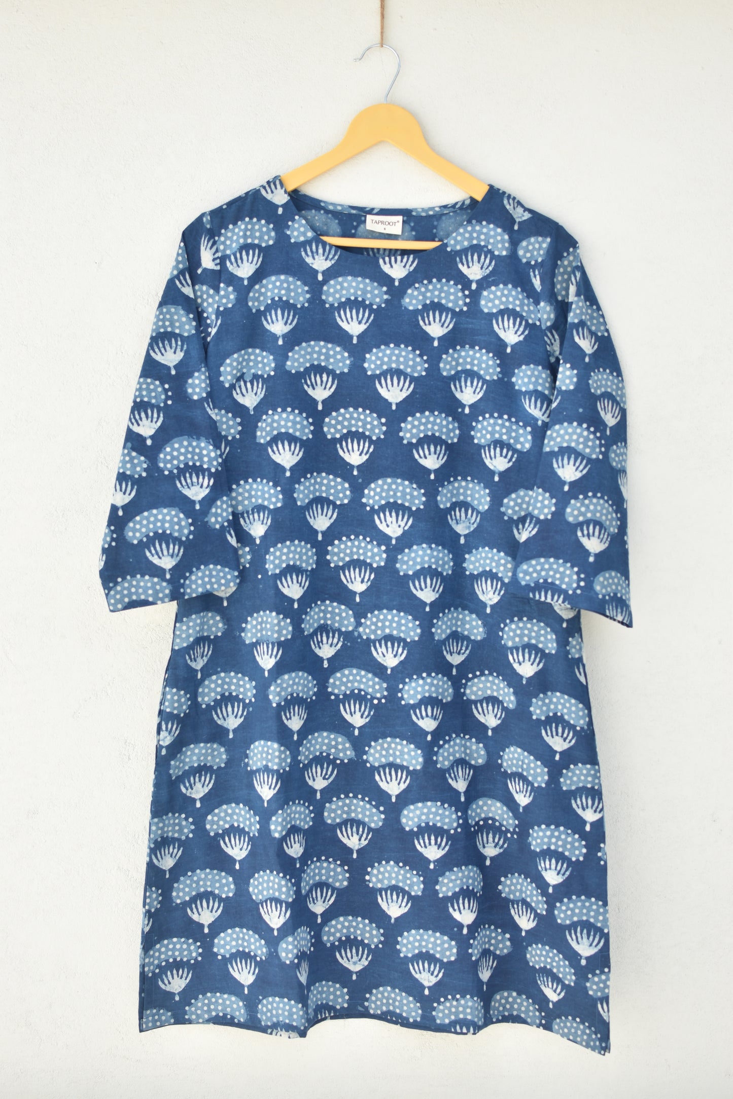NAVY PEONY HANDPRINTED DRESS