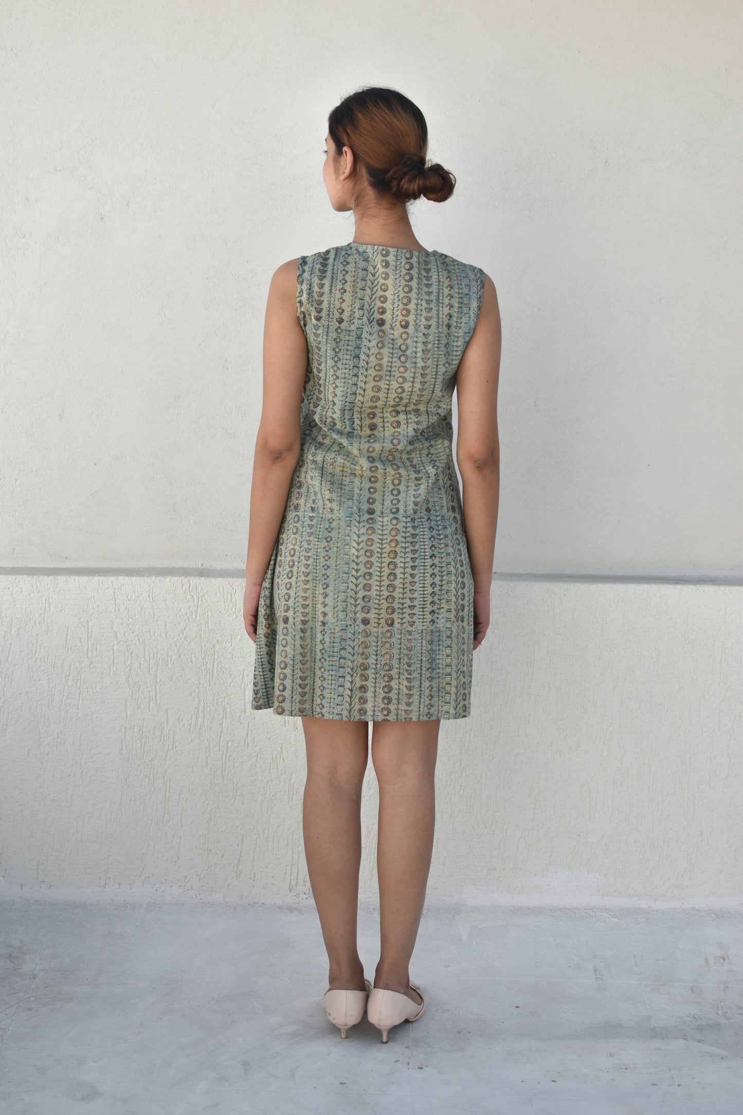 TROPICAL TEAL HANDPRINTED DRESS