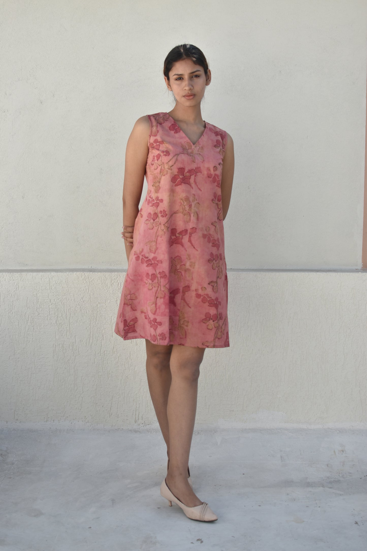 SEA PINK HANDPRINTED DRESS