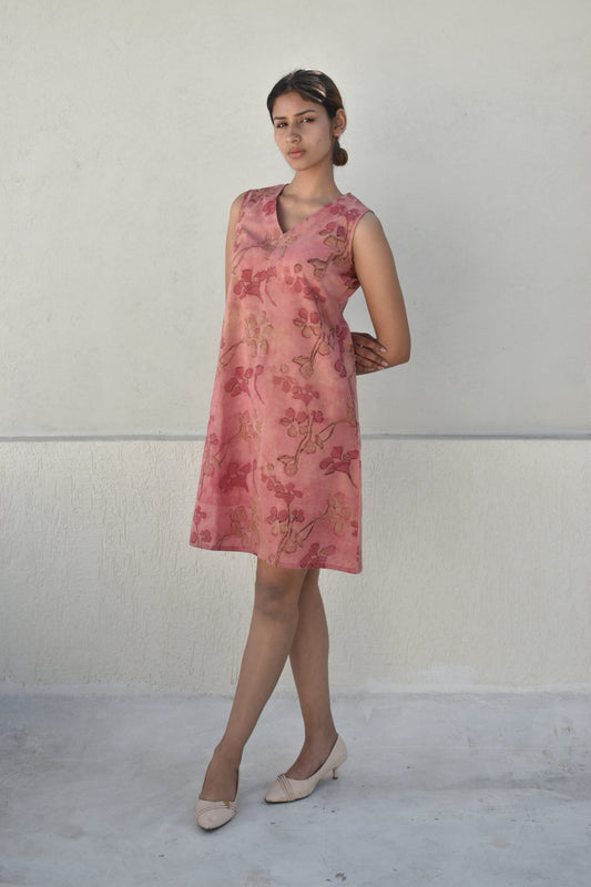 SEA PINK HANDPRINTED DRESS