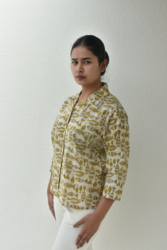 SEA SALT HANDPRINTED SHIRT