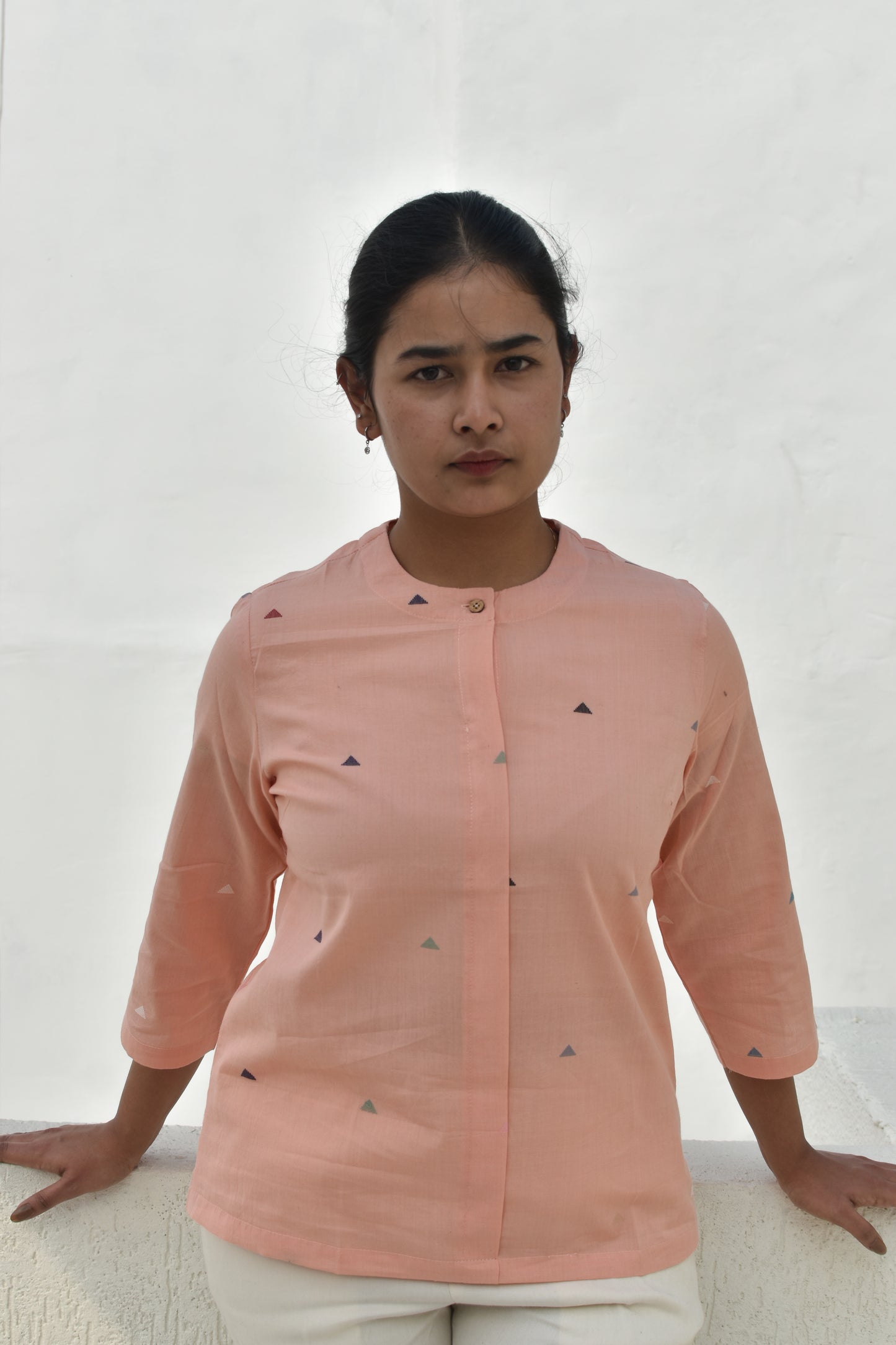 PEACH BLOSSOM HANDWOVEN TOP