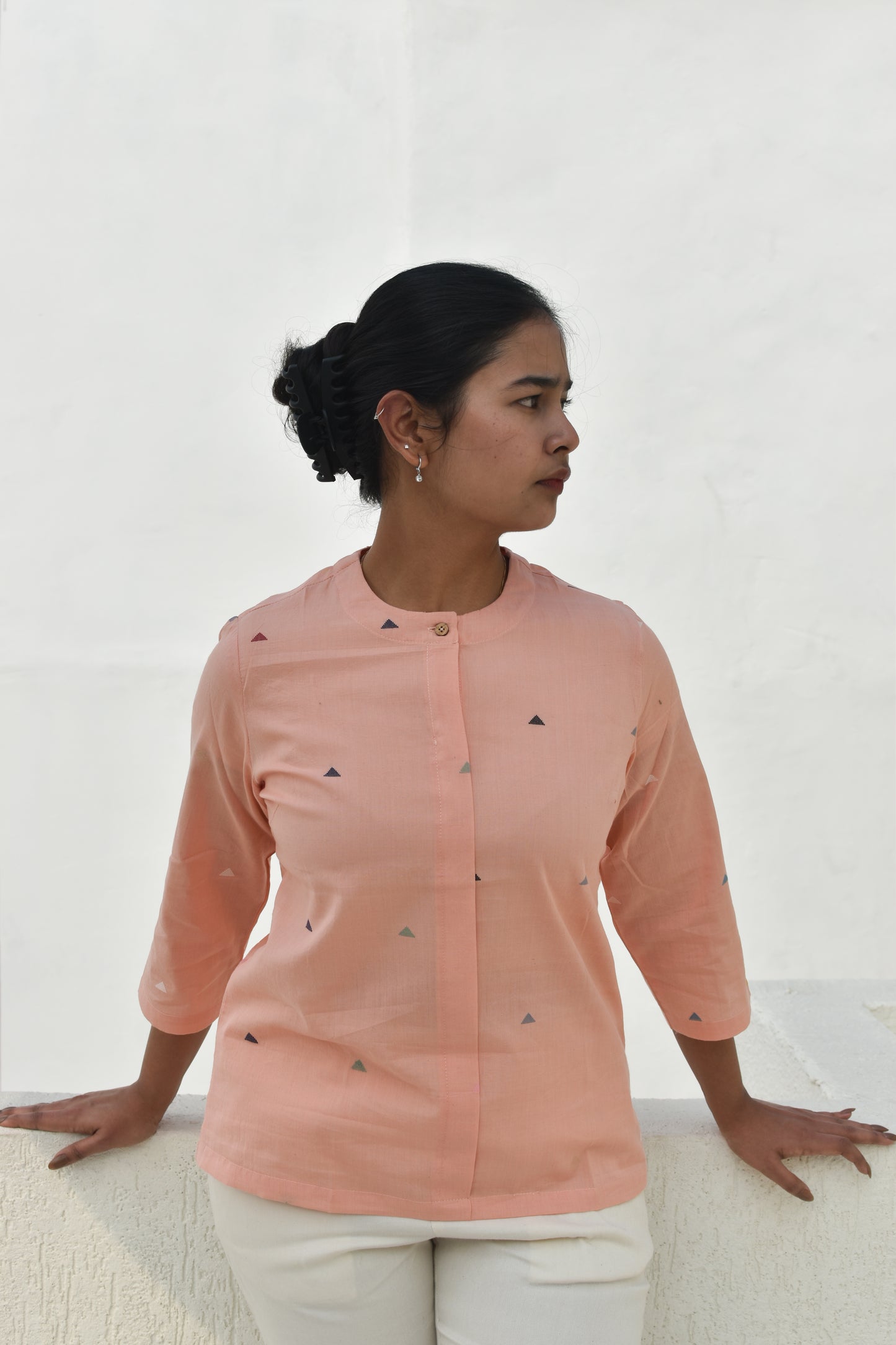 PEACH BLOSSOM HANDWOVEN TOP