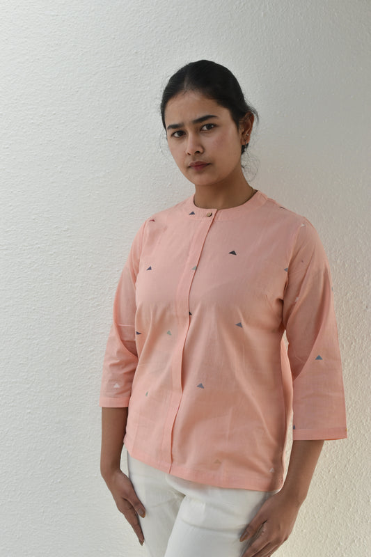 PEACH BLOSSOM HANDWOVEN TOP