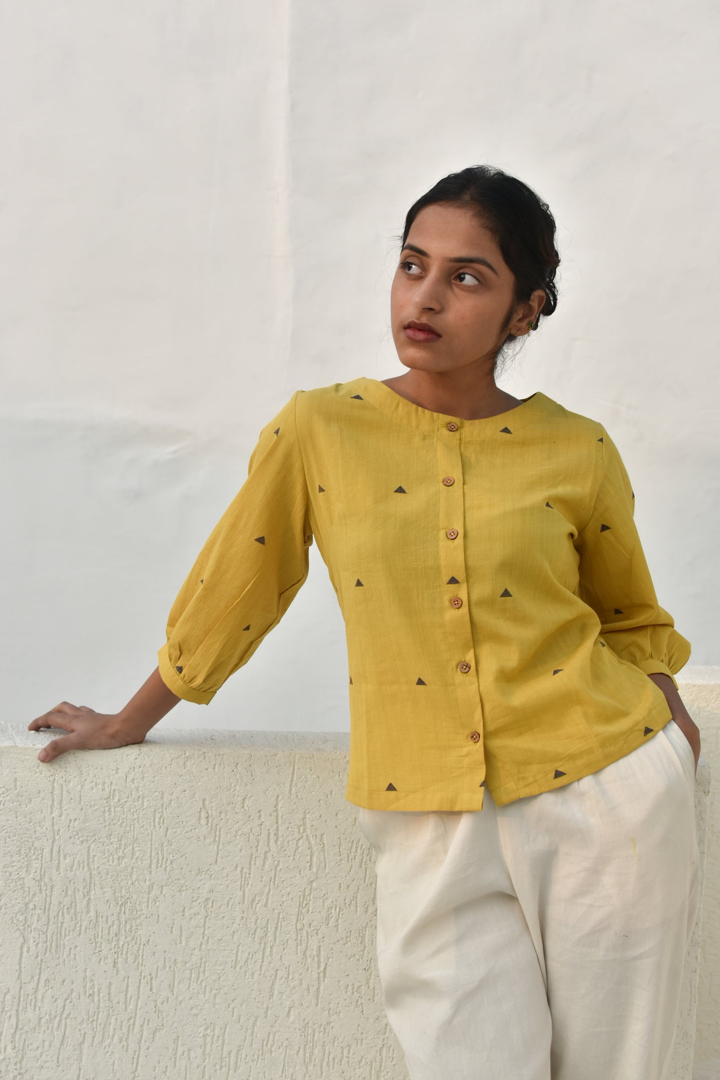 LEMON ZEST HANDWOVEN TOP
