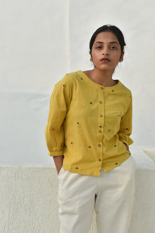 LEMON ZEST HANDWOVEN TOP