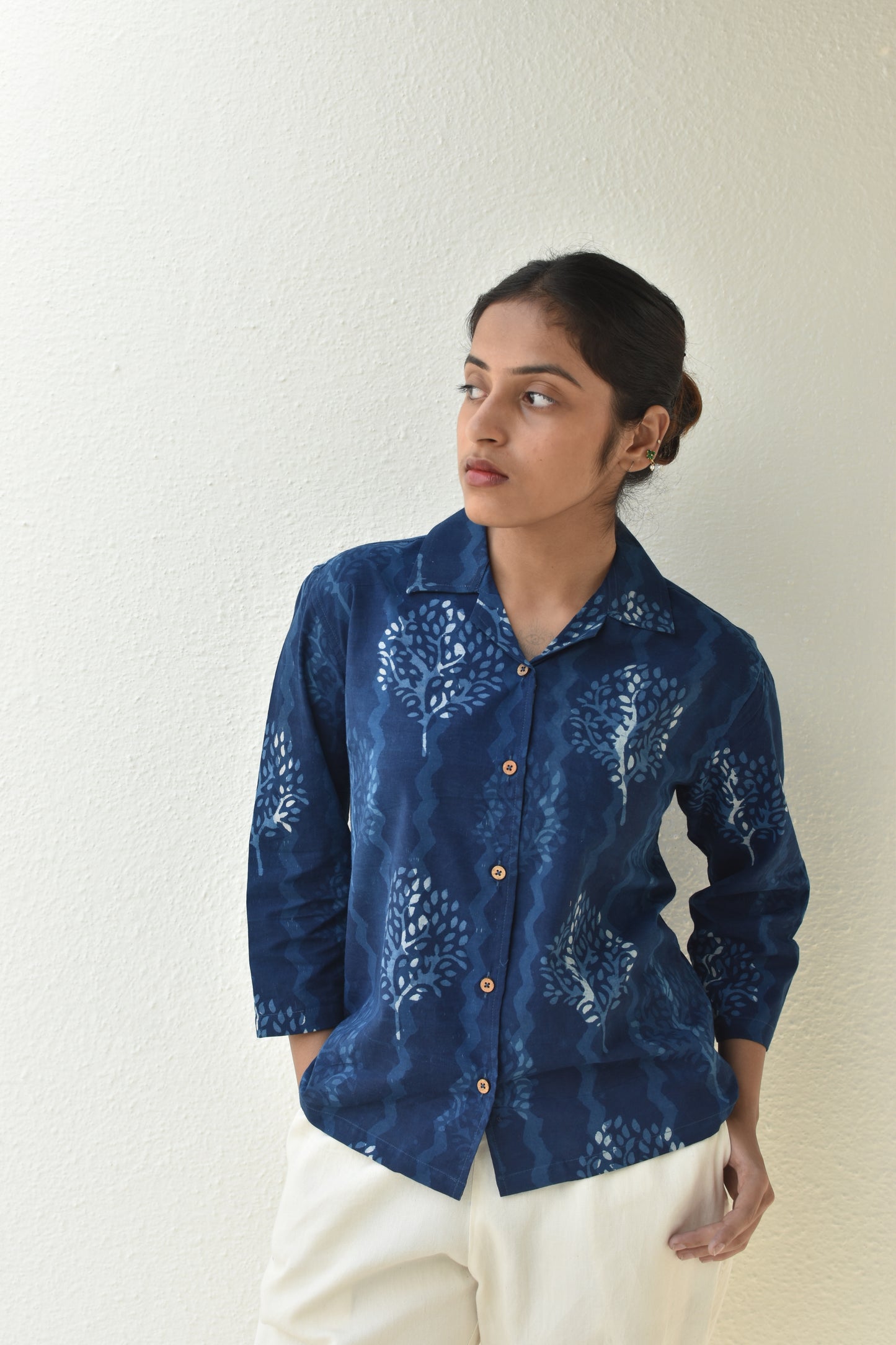 BLUE PHOENIX HANDPRINTED SHIRT