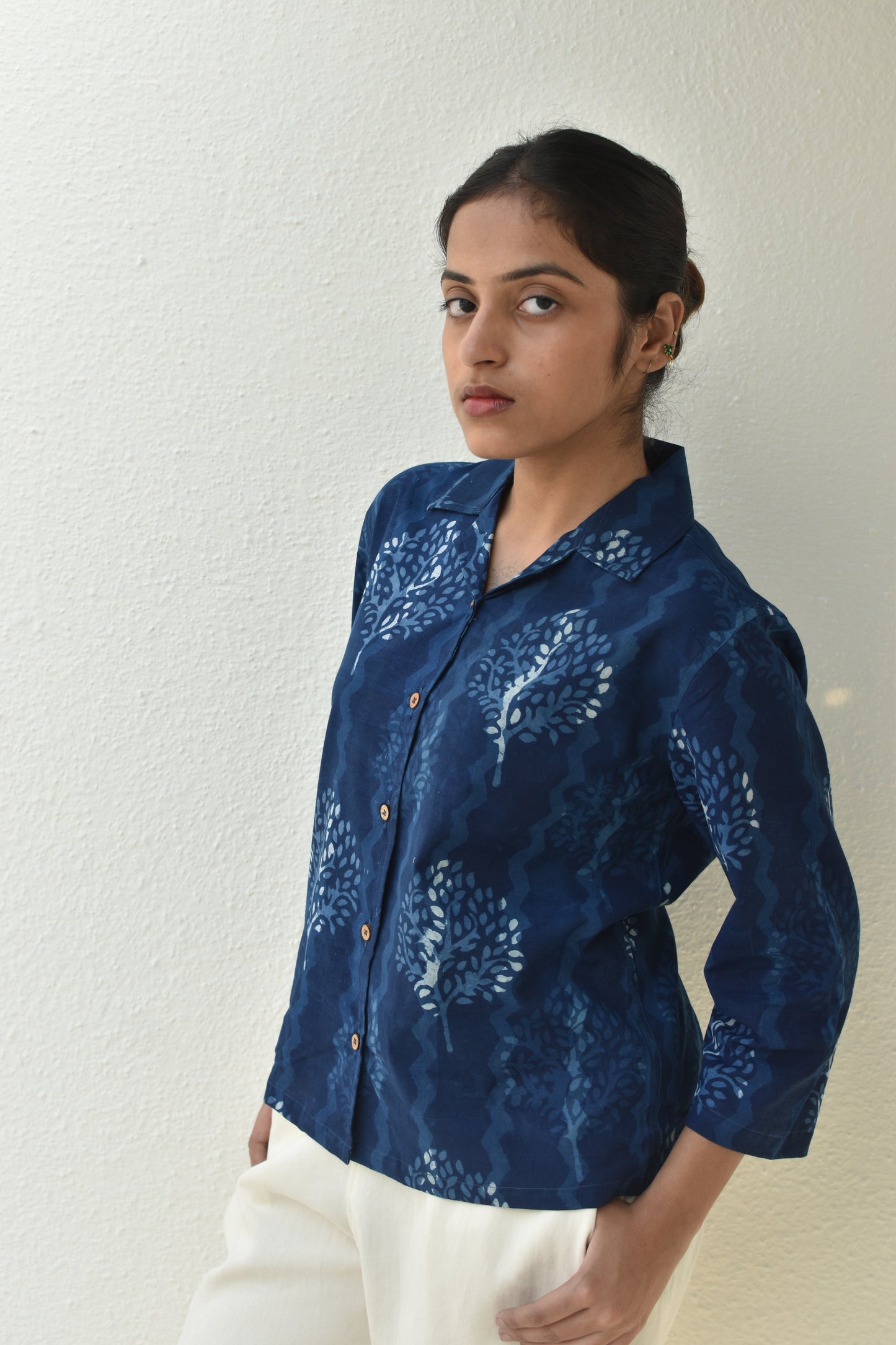 BLUE PHOENIX HANDPRINTED SHIRT