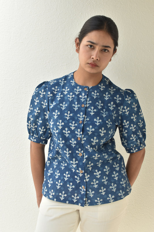 BLUE NOVA HANDPRINTED TOP