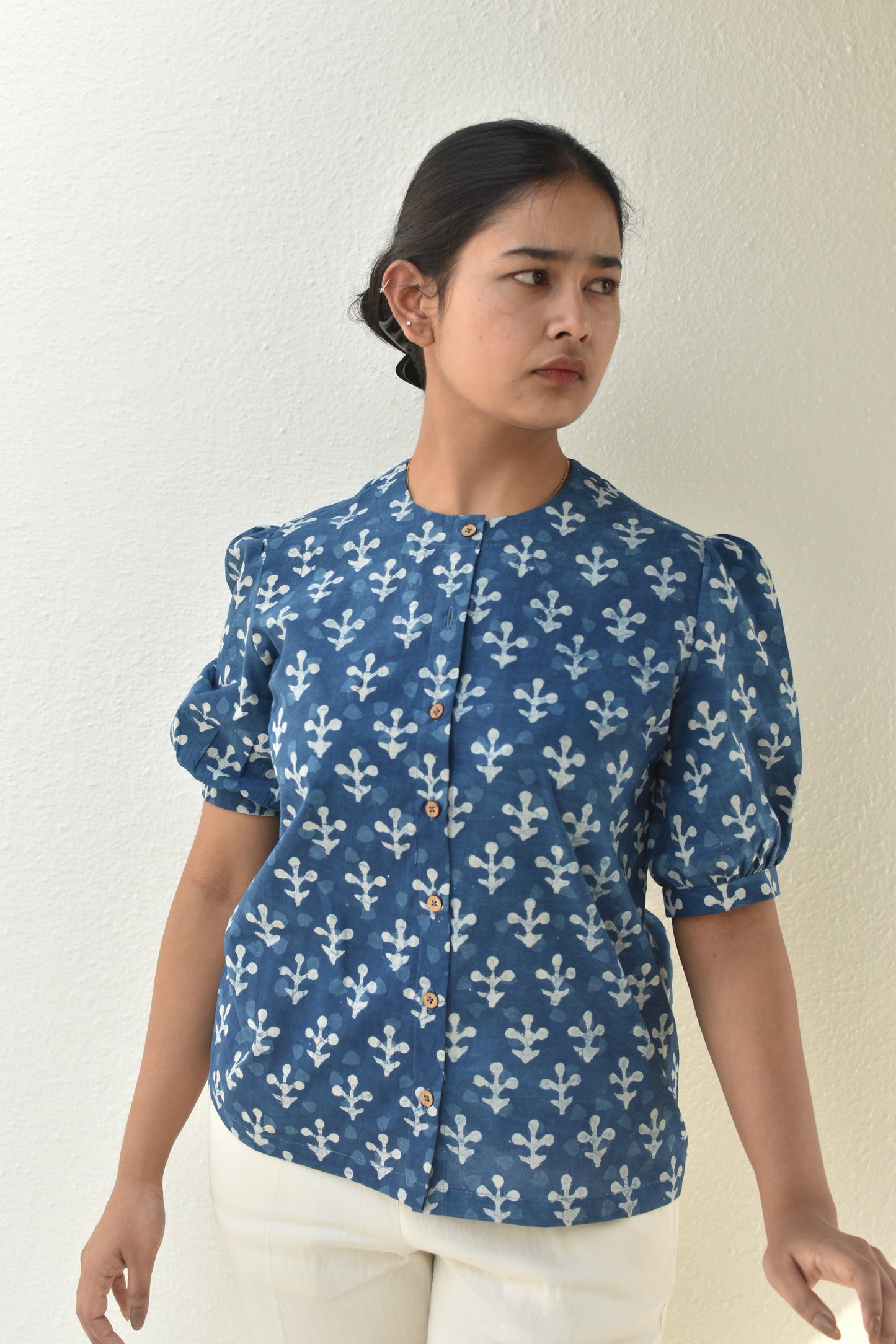 BLUE NOVA HANDPRINTED TOP