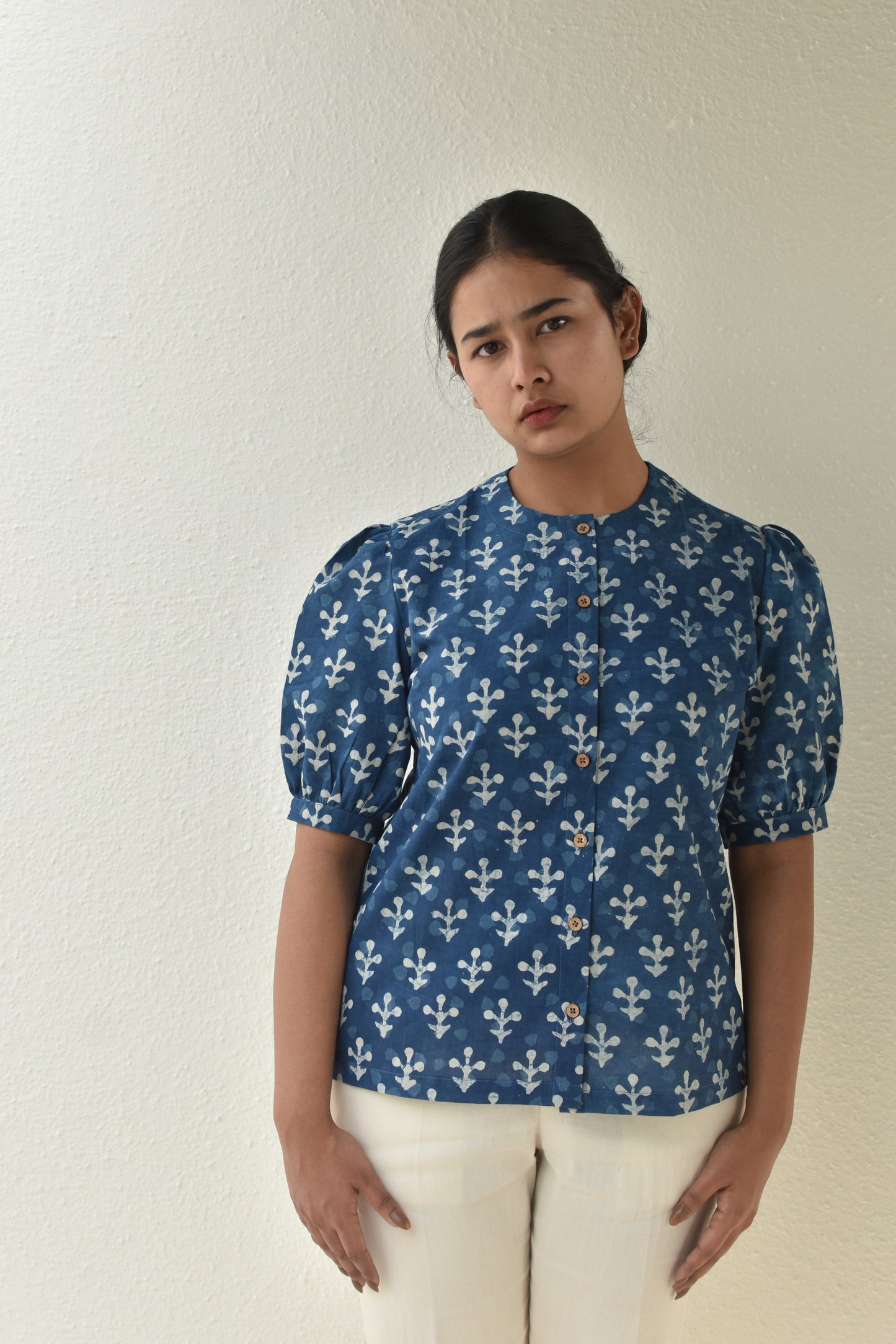 BLUE NOVA HANDPRINTED TOP
