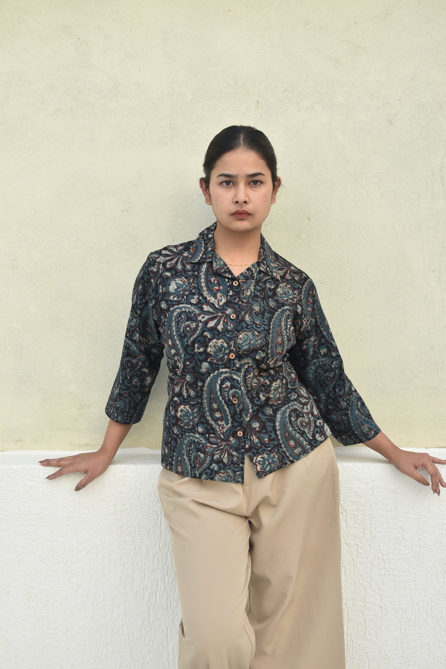 BLACK CORAL HANDPRINTED SHIRT