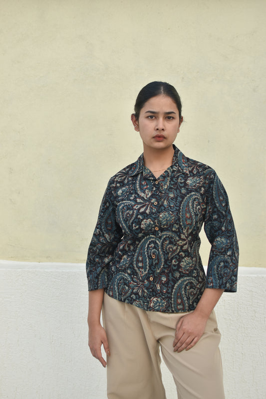 BLACK CORAL HANDPRINTED SHIRT