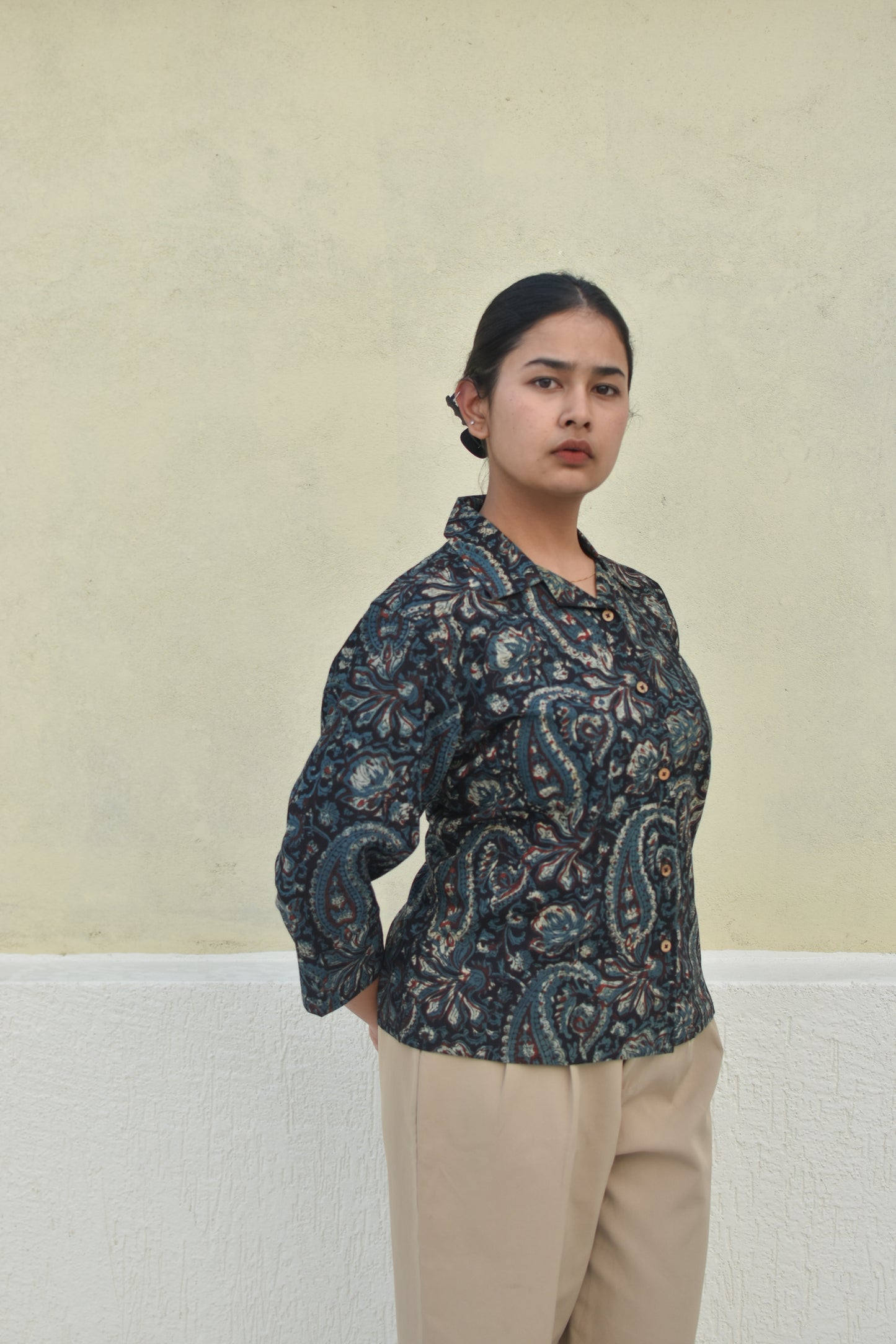 BLACK CORAL HANDPRINTED SHIRT
