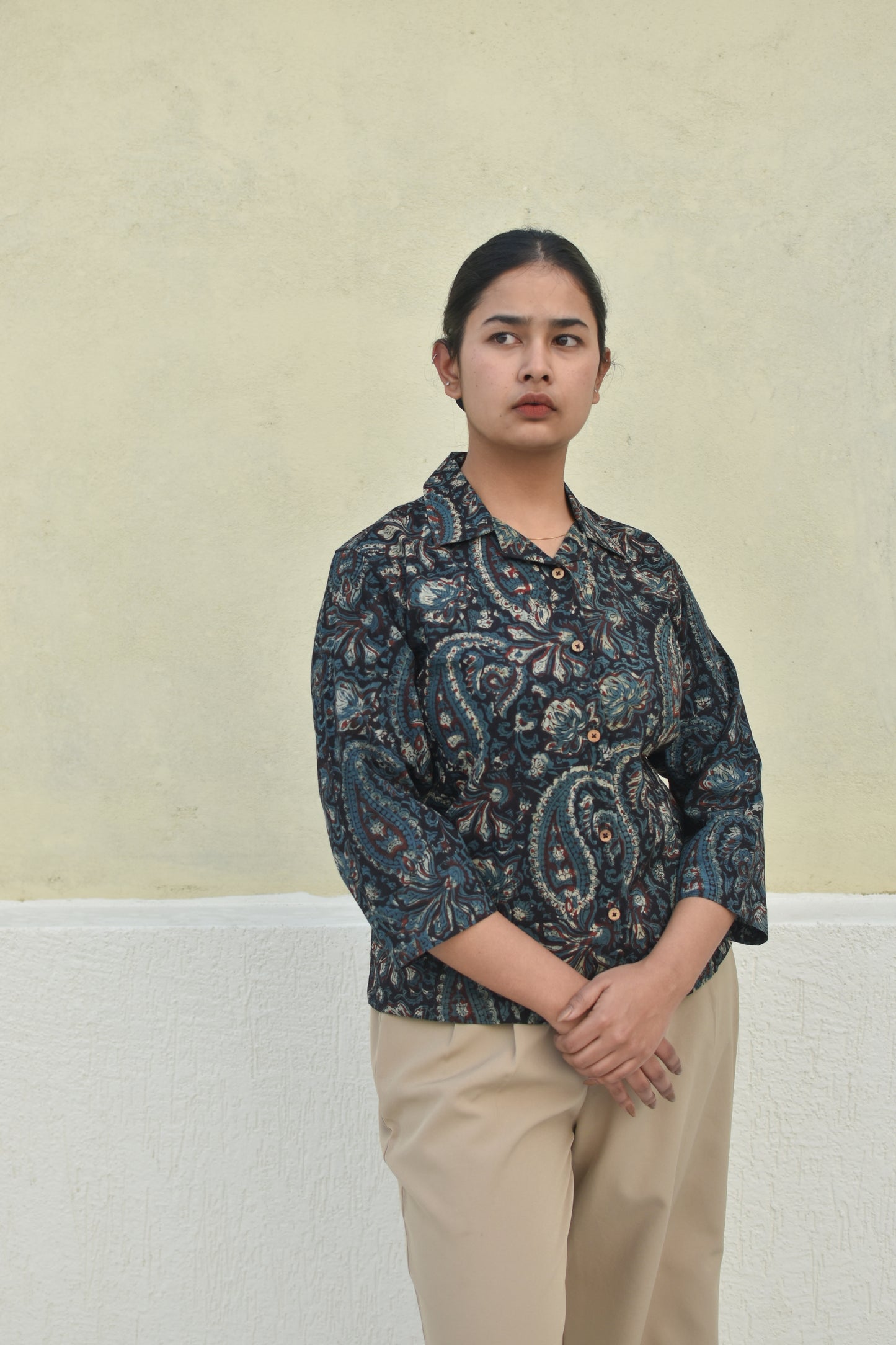 BLACK CORAL HANDPRINTED SHIRT