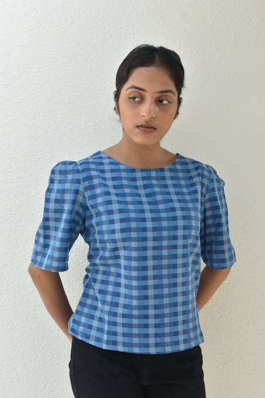 ELECTRIC BLUE HANDWOVEN TOP