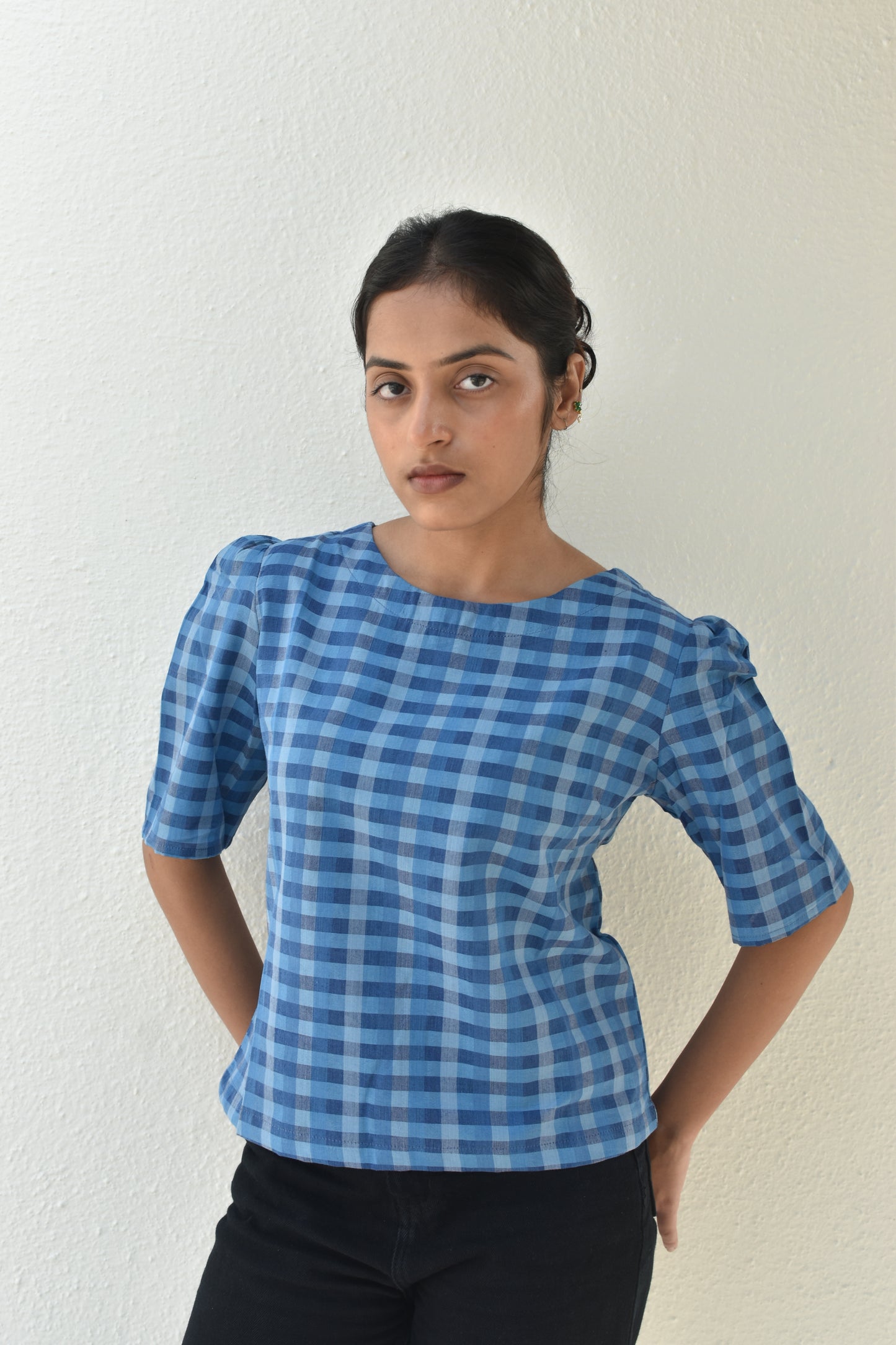ELECTRIC BLUE HANDWOVEN TOP