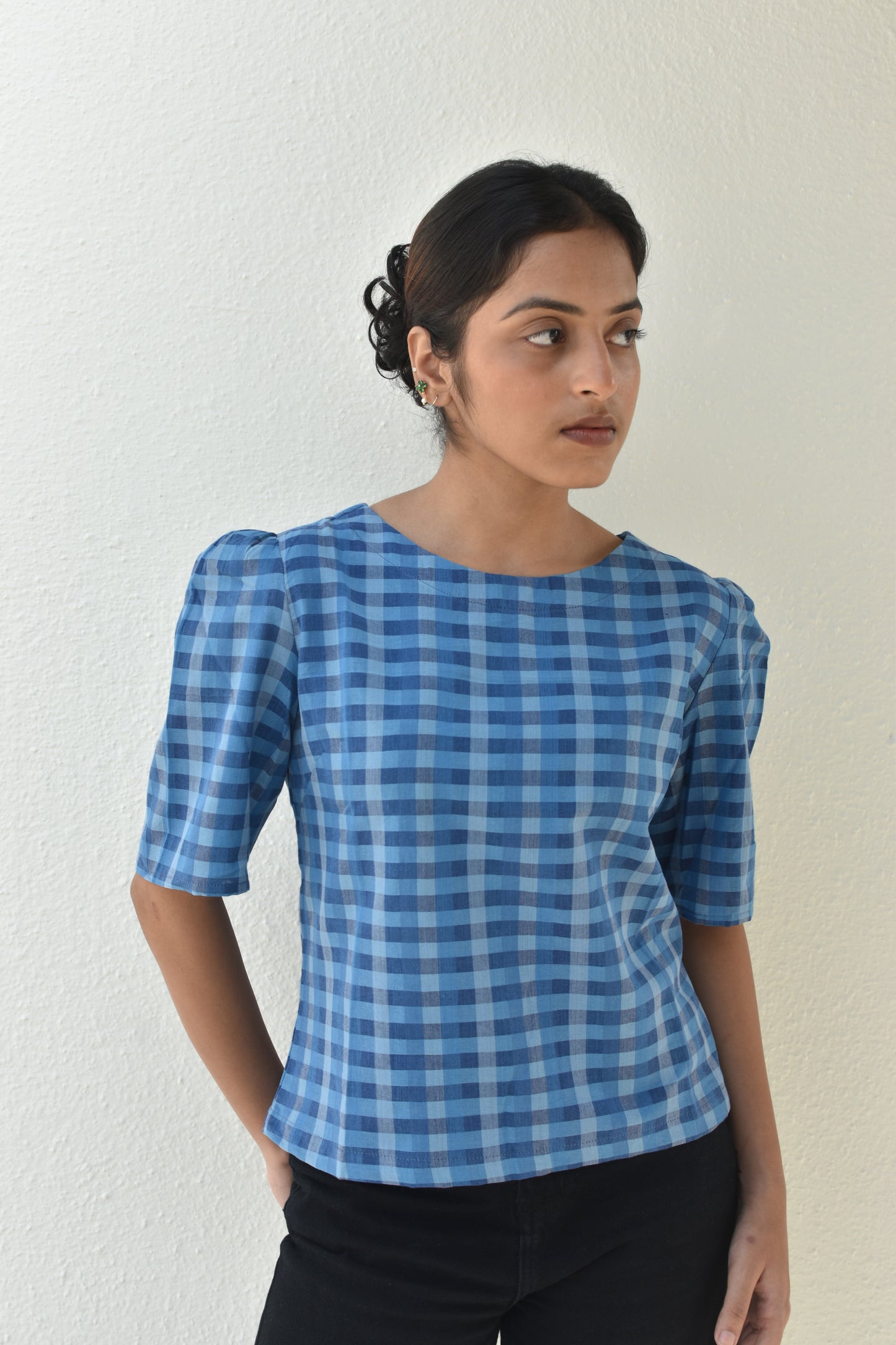 ELECTRIC BLUE HANDWOVEN TOP