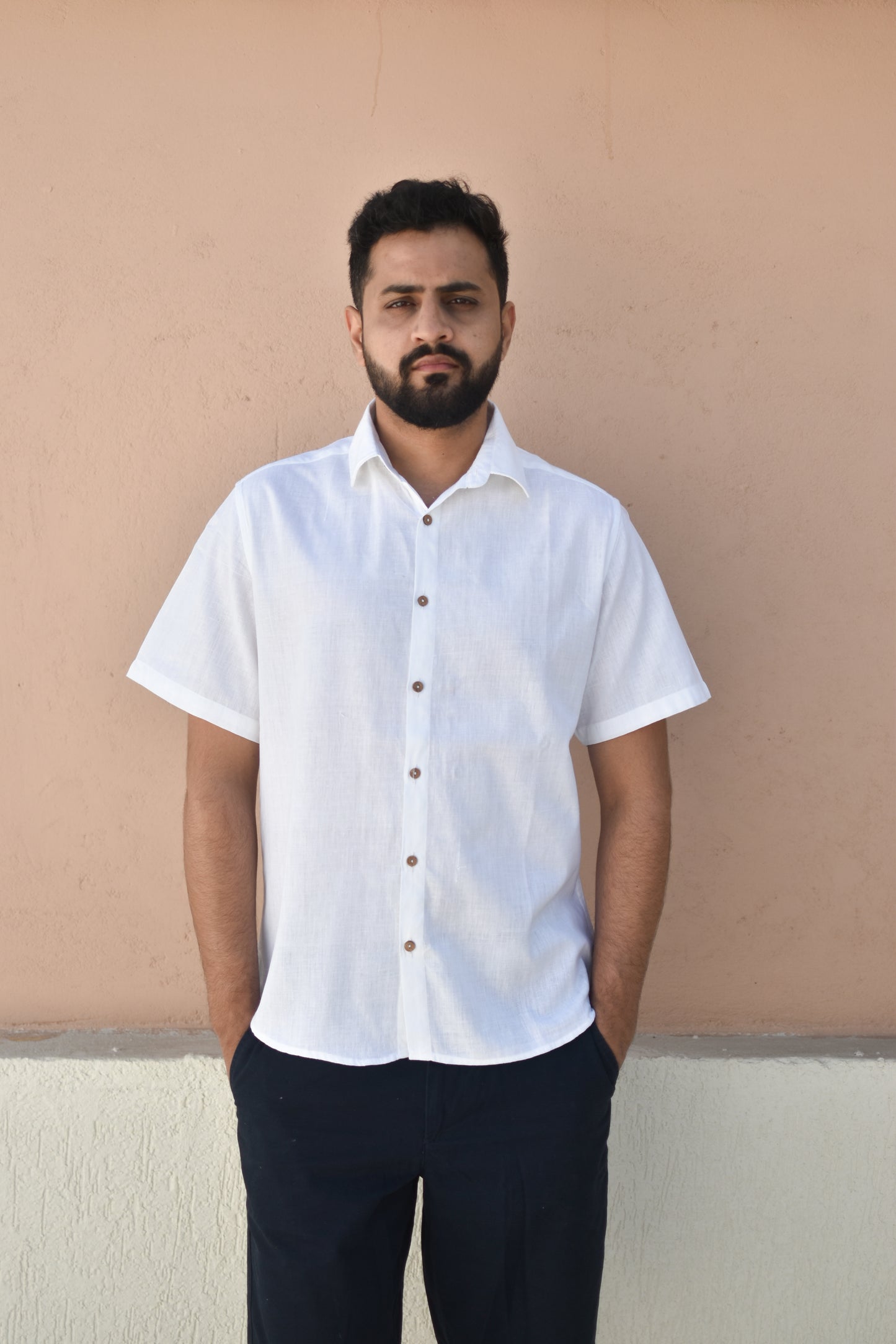 WHITE MARVEL KHADI SHIRT