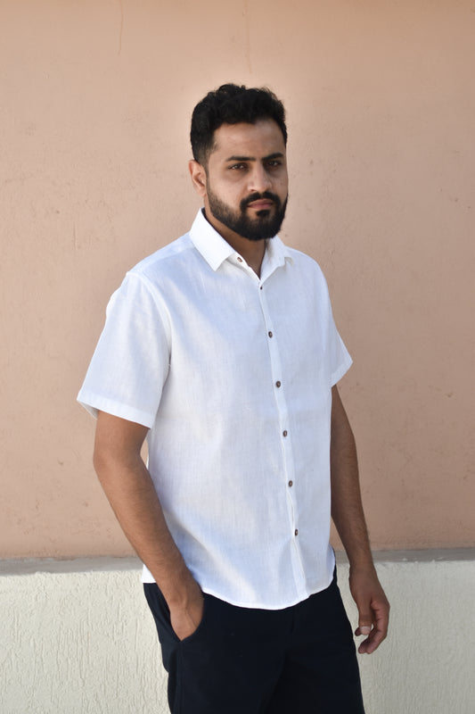 WHITE MARVEL KHADI SHIRT
