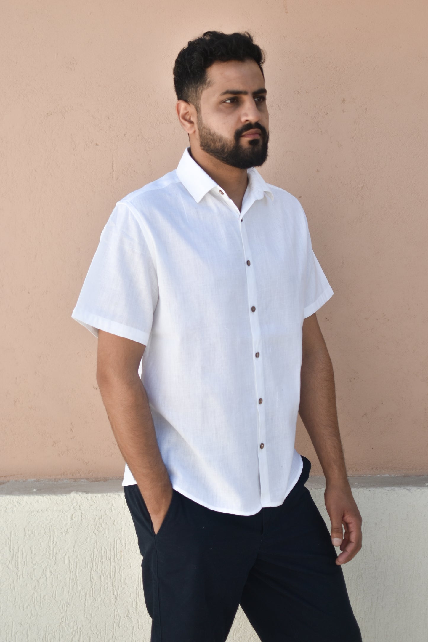 WHITE MARVEL KHADI SHIRT