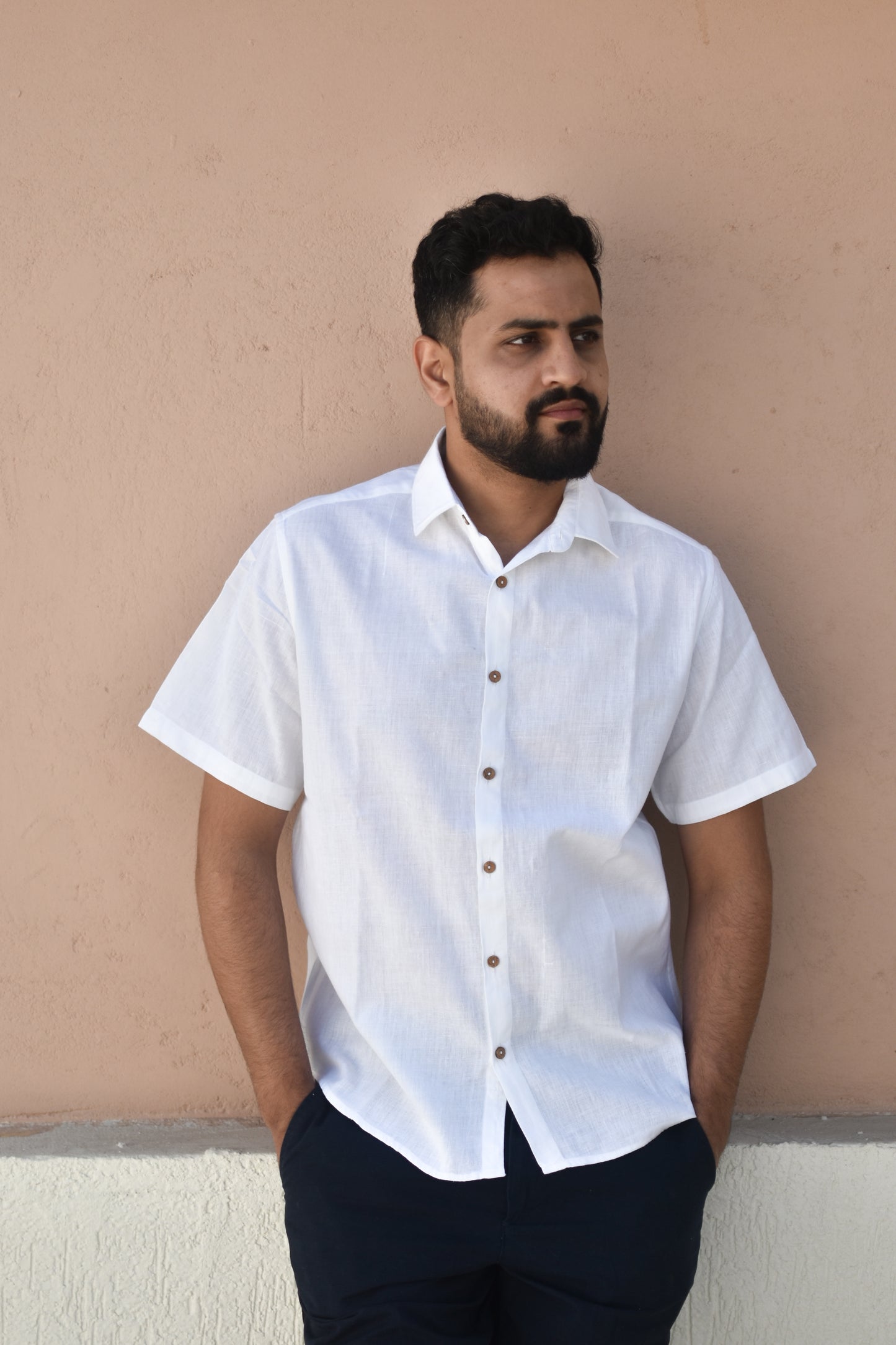 WHITE MARVEL KHADI SHIRT