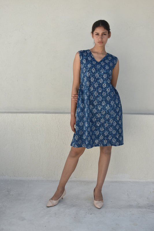 FLORAL MACE HANDPRINTED DRESS