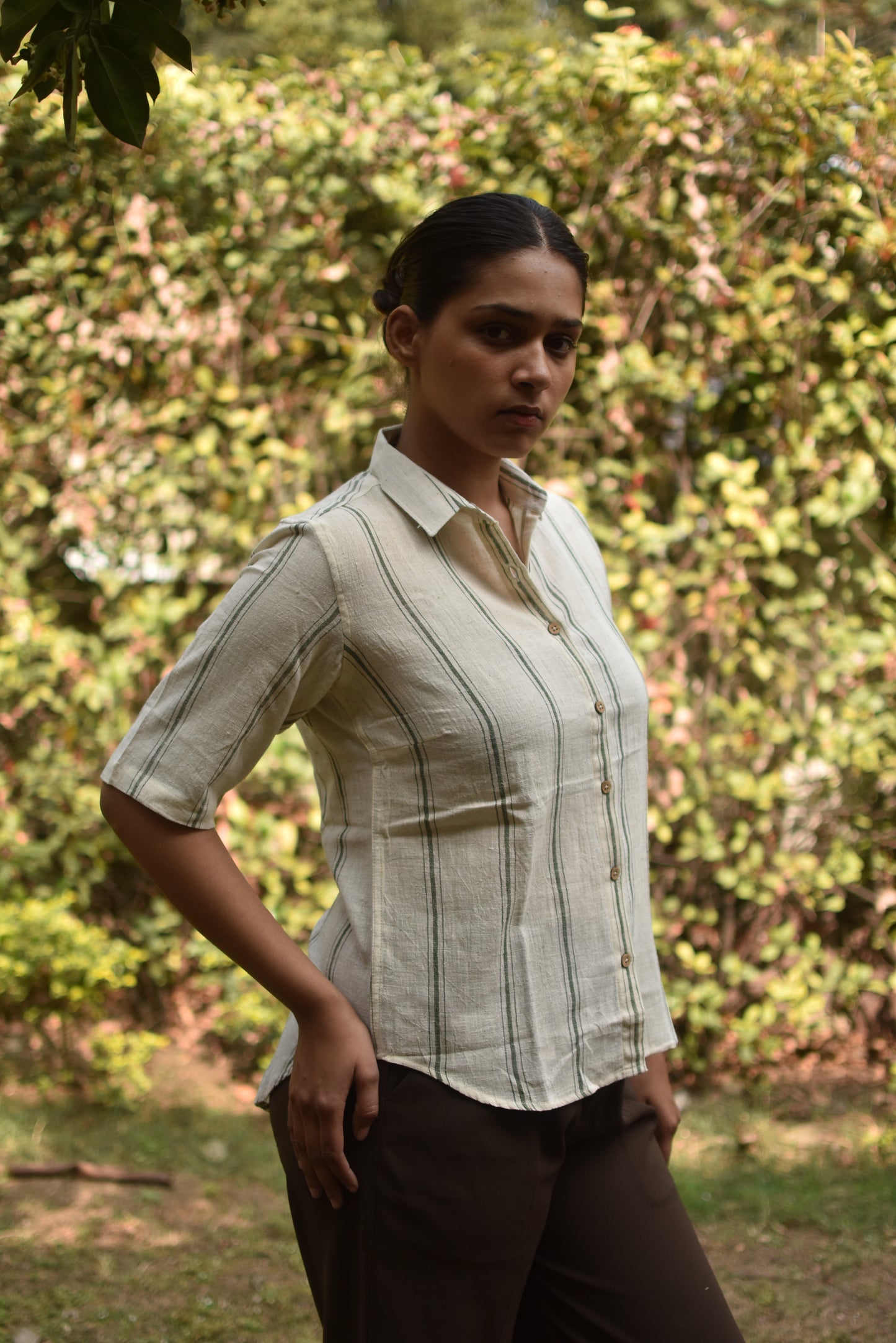 GRACIOUS GREIGE HANDWOVEN SHIRT