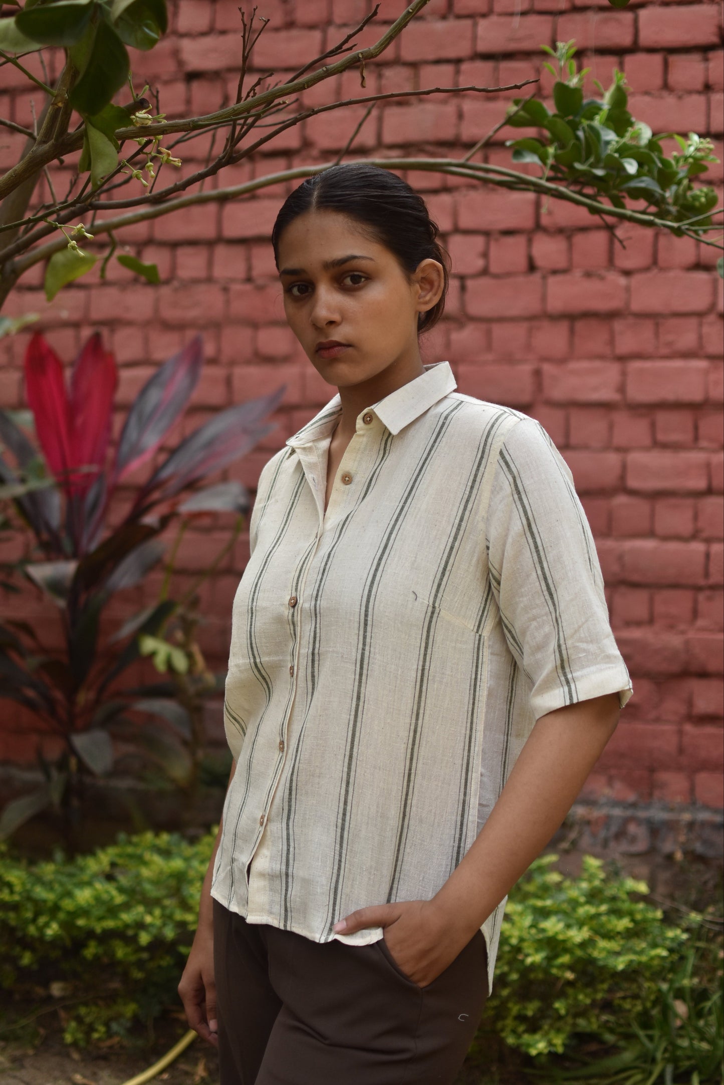 GRACIOUS GREIGE HANDWOVEN SHIRT
