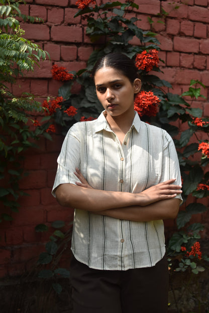 GRACIOUS GREIGE HANDWOVEN SHIRT