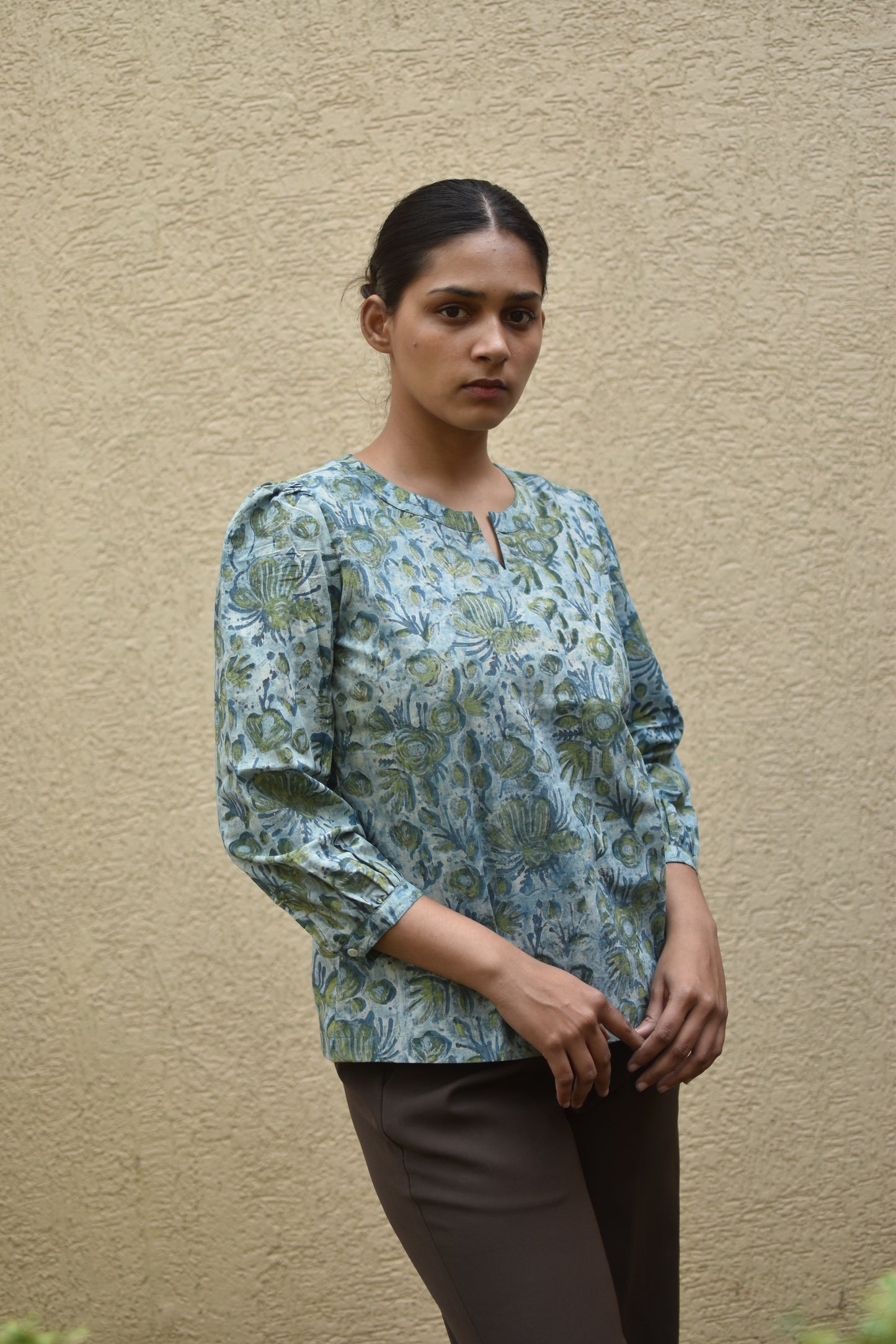 EMERALD ALGAE HANDPRINTED TOP