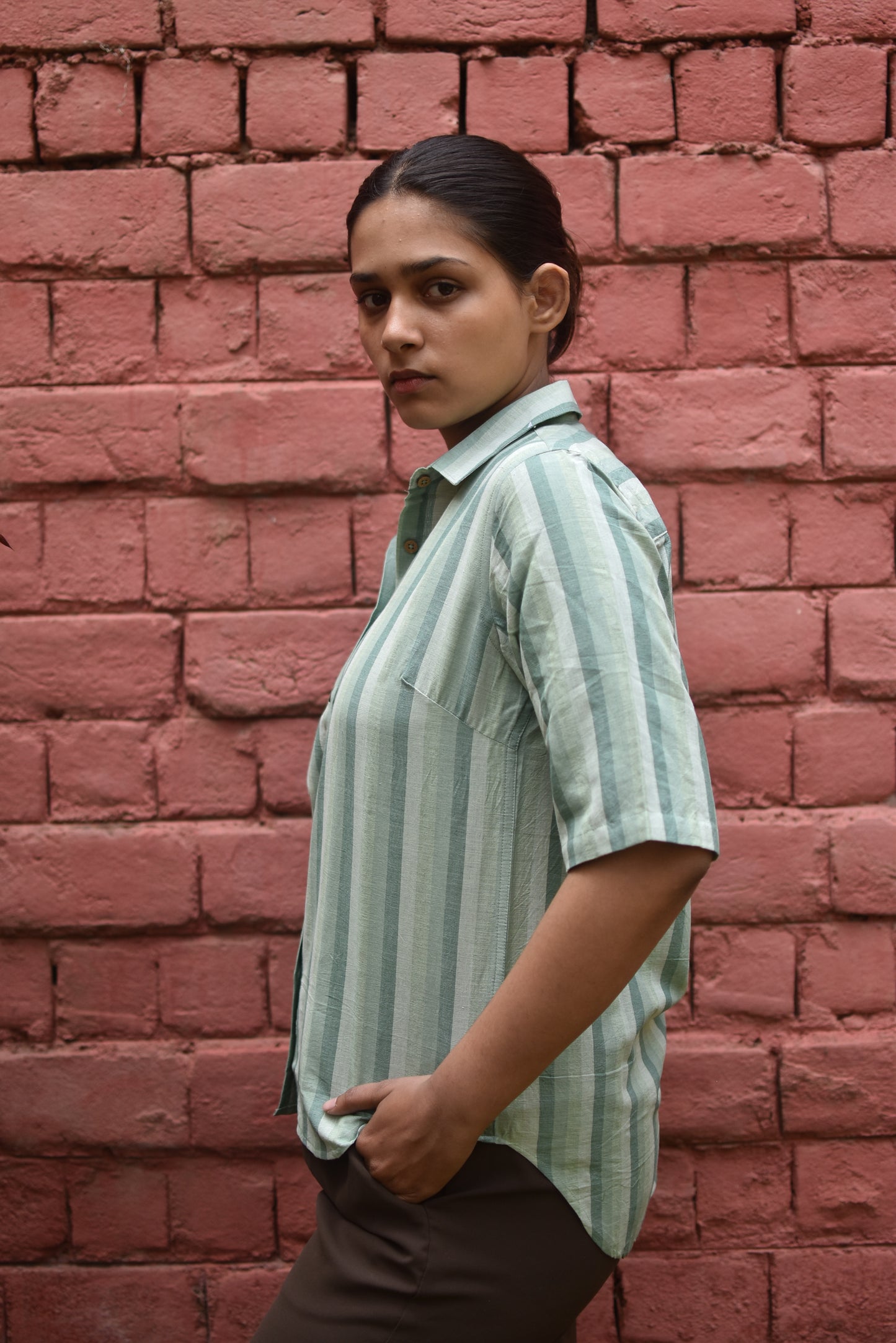 GREEN TINT HANDWOVEN SHIRT
