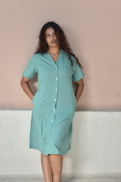 GREEN REVERIE HANDWOVEN DRESS