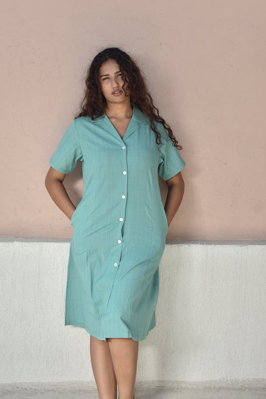 GREEN REVERIE HANDWOVEN DRESS