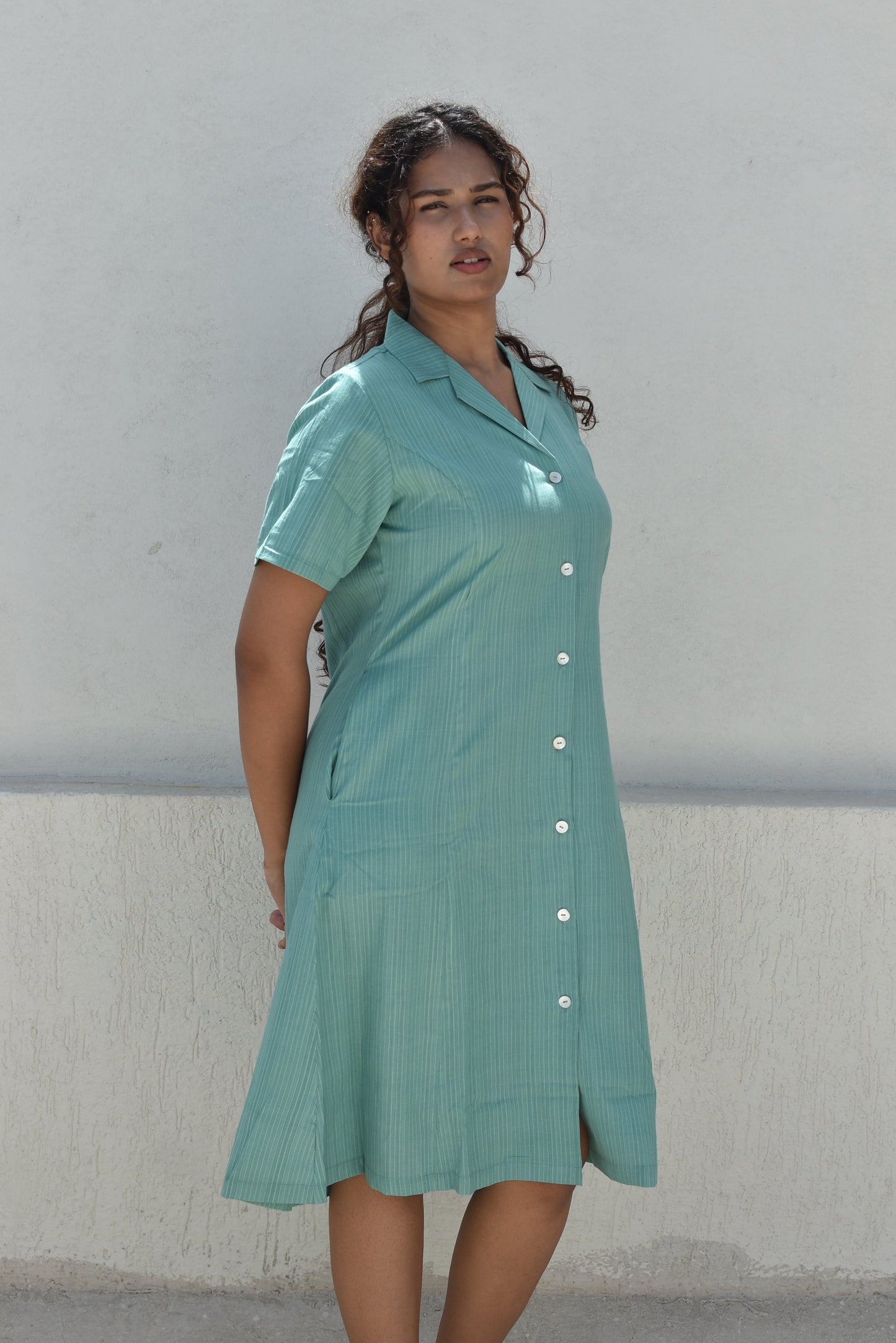 GREEN REVERIE HANDWOVEN DRESS