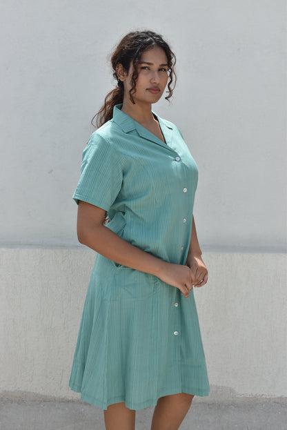 GREEN REVERIE HANDWOVEN DRESS