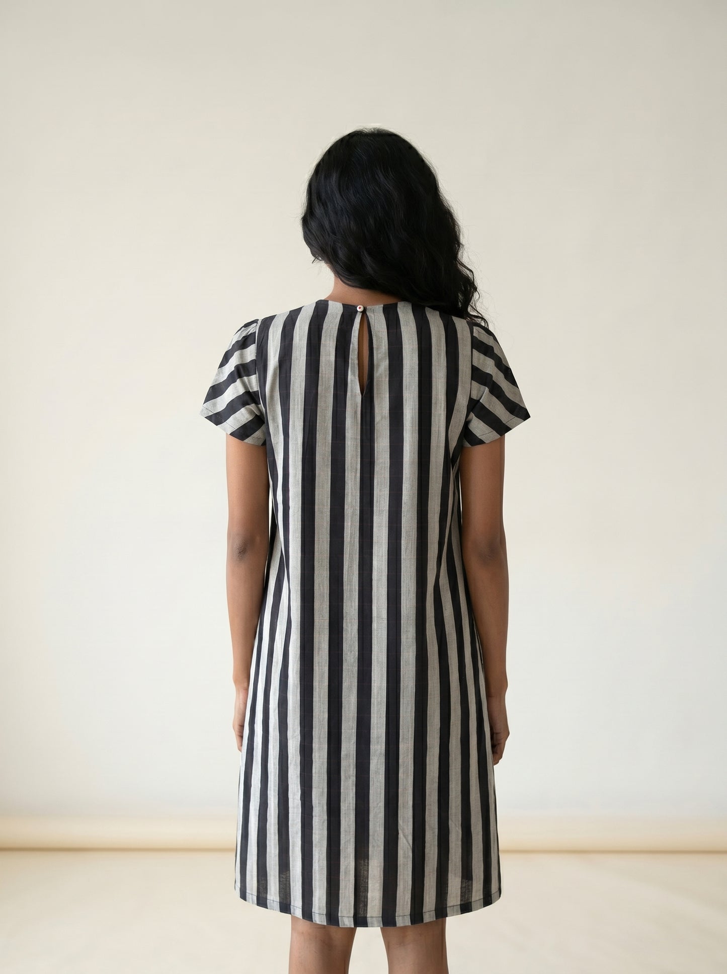 MONOCHROME RHYTHM HANDWOVEN DRESS
