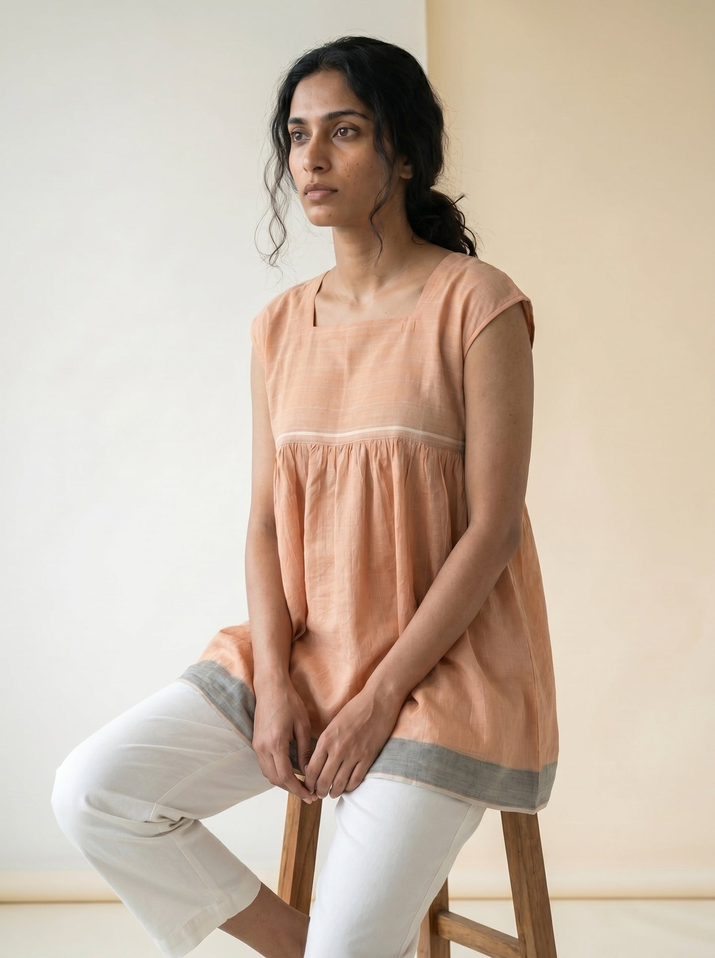 APRICOT MUSE HANDWOVEN TOP
