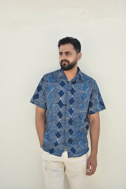 COASTAL WAVES HANDPRINTED SHIRT