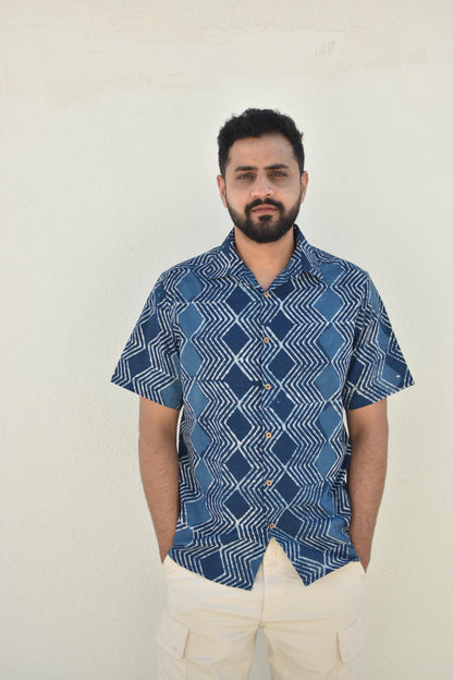 COASTAL WAVES HANDPRINTED SHIRT