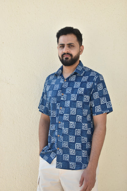 COSMIC COBALT HANDPRINTED SHIRT